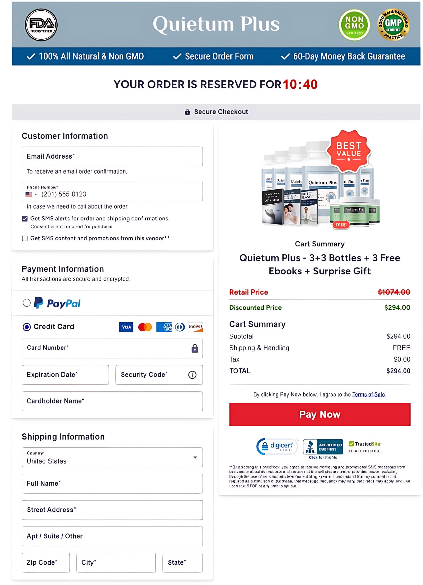 Quietum Plus order page